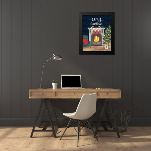 Cozy Christmas Black Modern Wood Framed Art Print by Doucette, Katie