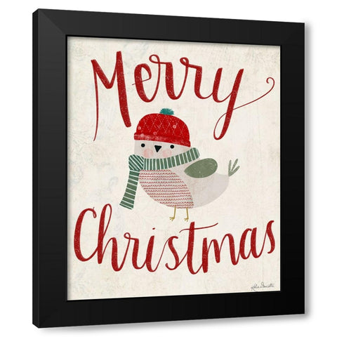 Merry Christmas Black Modern Wood Framed Art Print by Doucette, Katie