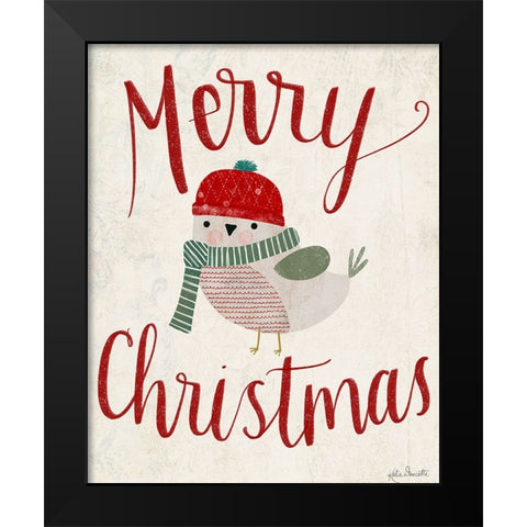 Merry Christmas Black Modern Wood Framed Art Print by Doucette, Katie