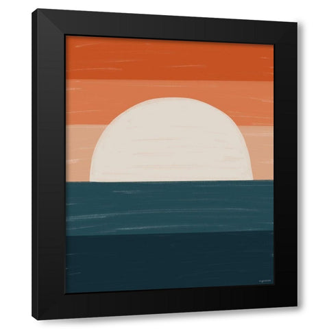Teal Orange Sunset Black Modern Wood Framed Art Print by Brown, Kyra