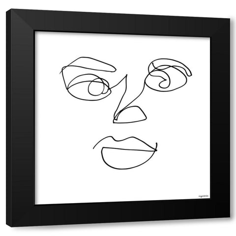 Line Face Black Modern Wood Framed Art Print with Double Matting by Brown, Kyra