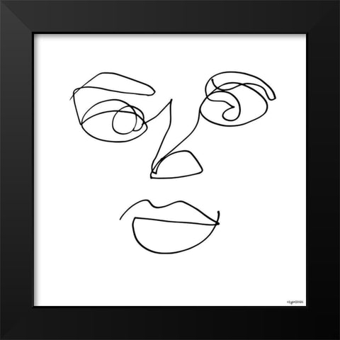 Line Face Black Modern Wood Framed Art Print by Brown, Kyra