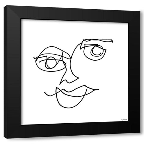 Line Face II Black Modern Wood Framed Art Print by Brown, Kyra
