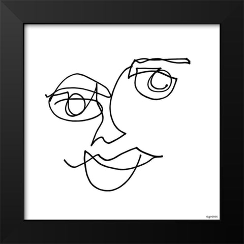 Line Face II Black Modern Wood Framed Art Print by Brown, Kyra