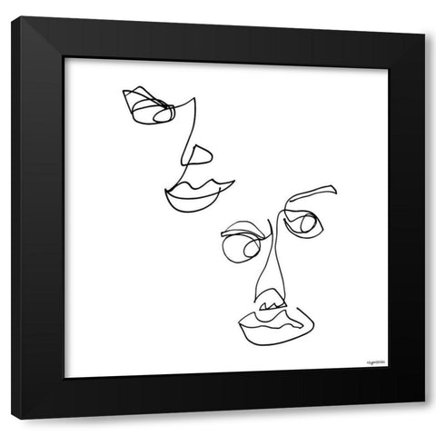 Line Faces Black Modern Wood Framed Art Print with Double Matting by Brown, Kyra