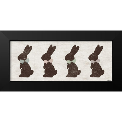 Choco Bunnies Black Modern Wood Framed Art Print by Brown, Kyra