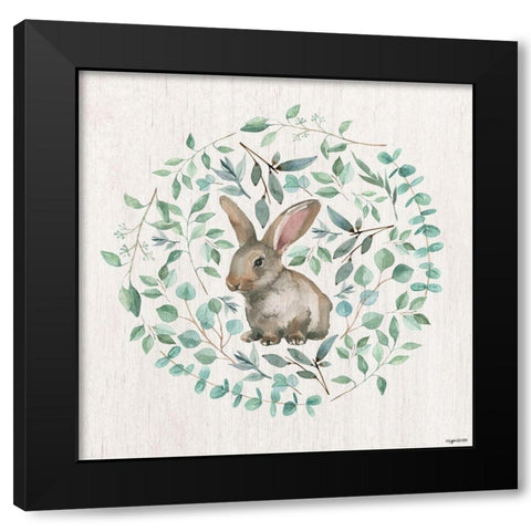 Rabbit Leaves Black Modern Wood Framed Art Print with Double Matting by Brown, Kyra