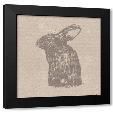 Tan Bunny Black Modern Wood Framed Art Print with Double Matting by Brown, Kyra