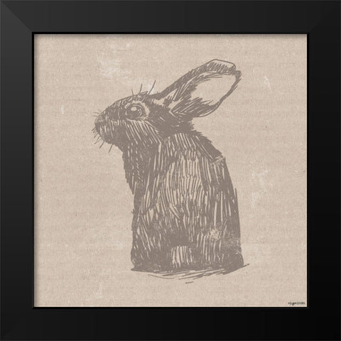 Tan Bunny Black Modern Wood Framed Art Print by Brown, Kyra
