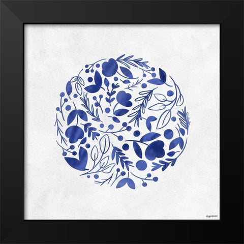 Blue Floral II Black Modern Wood Framed Art Print by Brown, Kyra