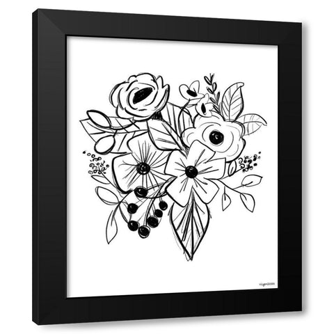 Flower Sketch Black Modern Wood Framed Art Print by Brown, Kyra