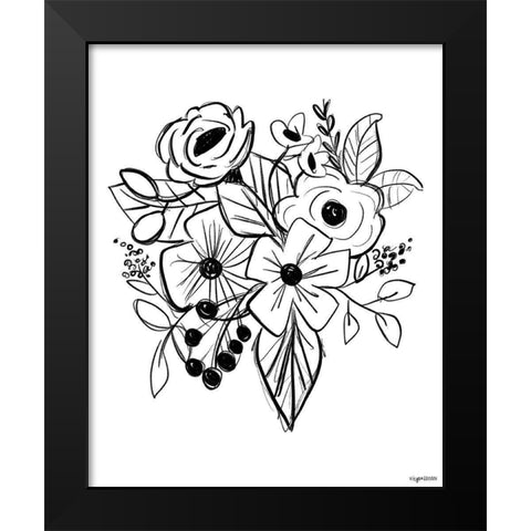 Flower Sketch Black Modern Wood Framed Art Print by Brown, Kyra