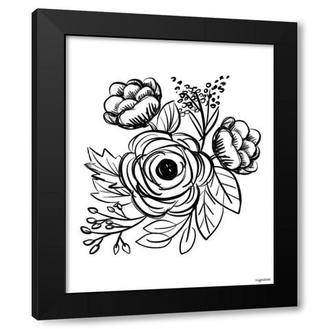 Flower Sketch II Black Modern Wood Framed Art Print with Double Matting by Brown, Kyra