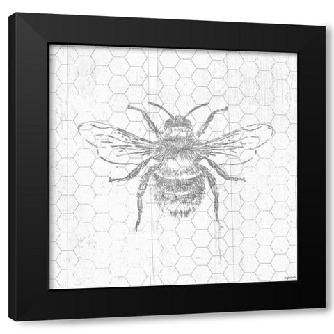 Grey Bee Black Modern Wood Framed Art Print with Double Matting by Brown, Kyra