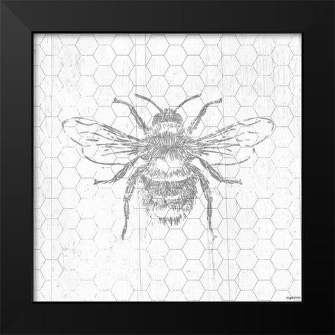 Grey Bee Black Modern Wood Framed Art Print by Brown, Kyra