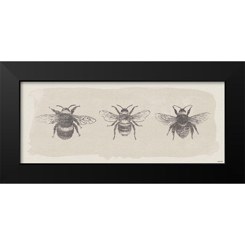 Three Bees Black Modern Wood Framed Art Print by Brown, Kyra