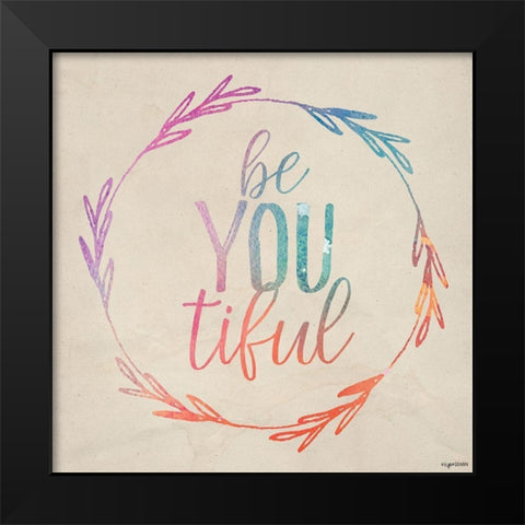 BeYOUtiful Black Modern Wood Framed Art Print by Brown, Kyra