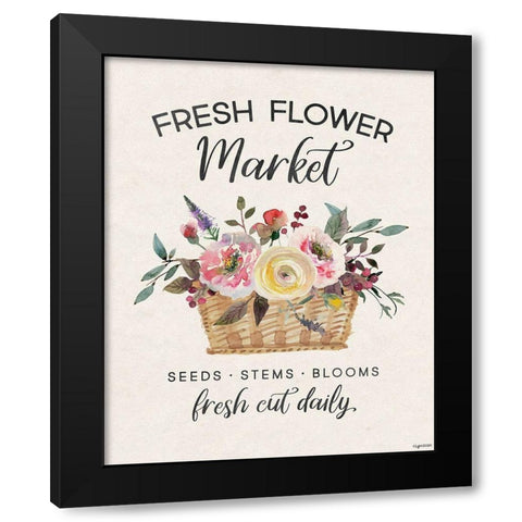 Flower Market Black Modern Wood Framed Art Print by Brown, Kyra