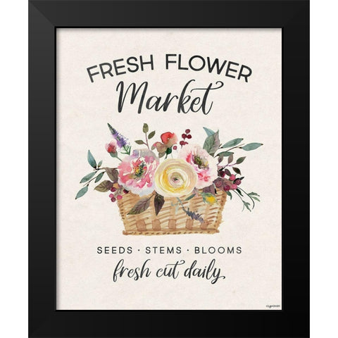 Flower Market Black Modern Wood Framed Art Print by Brown, Kyra
