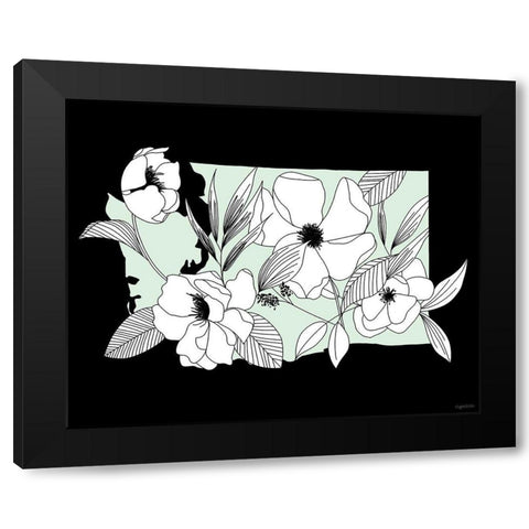 Washington Flowers Black Modern Wood Framed Art Print by Brown, Kyra