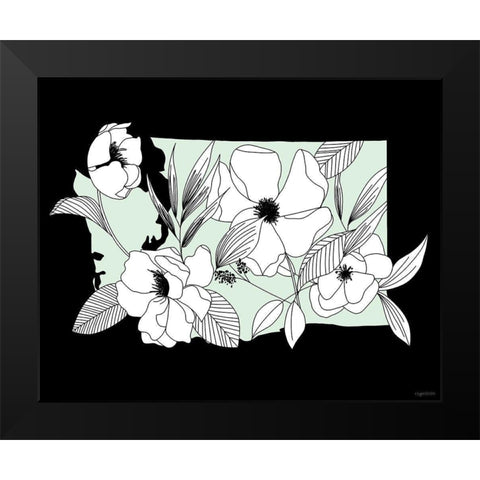 Washington Flowers Black Modern Wood Framed Art Print by Brown, Kyra