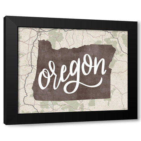 Oregon Map Black Modern Wood Framed Art Print by Brown, Kyra