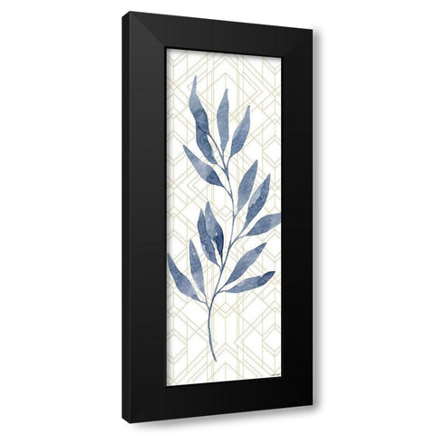Blue Leaves Black Modern Wood Framed Art Print with Double Matting by Brown, Kyra