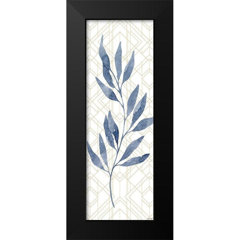 Blue Leaves Black Modern Wood Framed Art Print by Brown, Kyra