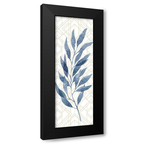 Blue Leaves II Black Modern Wood Framed Art Print by Brown, Kyra