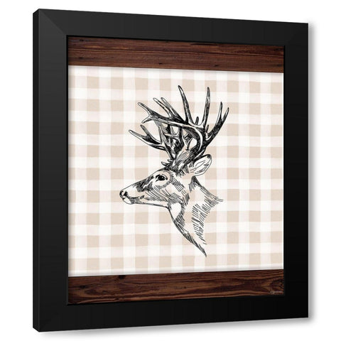 Sketchy Deer Black Modern Wood Framed Art Print by Brown, Kyra