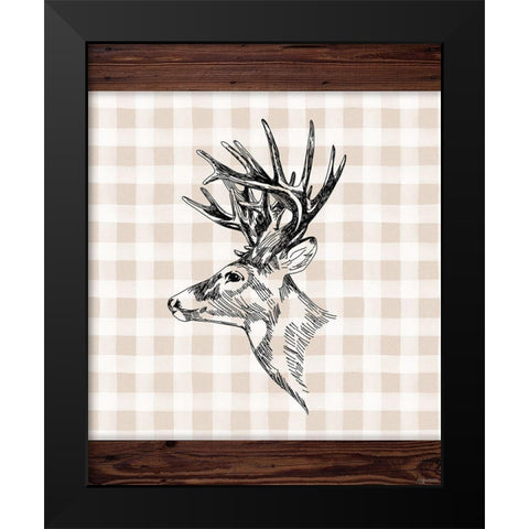 Sketchy Deer Black Modern Wood Framed Art Print by Brown, Kyra