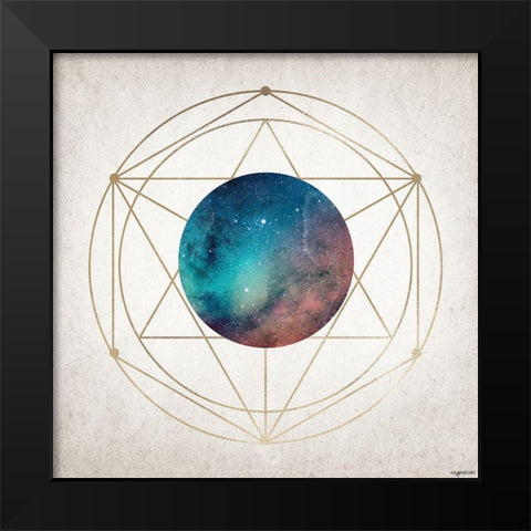 Geo Planet Black Modern Wood Framed Art Print by Brown, Kyra