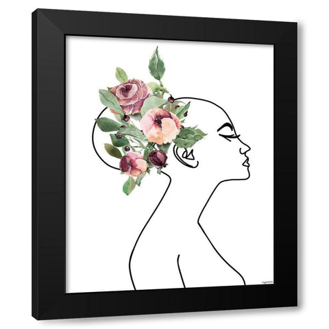 Line Woman Black Modern Wood Framed Art Print by Brown, Kyra