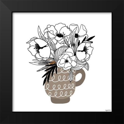Gray Flower Mug Black Modern Wood Framed Art Print by Brown, Kyra