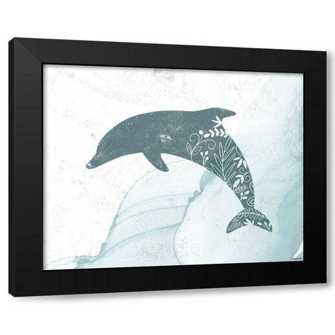 Dolphin Black Modern Wood Framed Art Print with Double Matting by Brown, Kyra