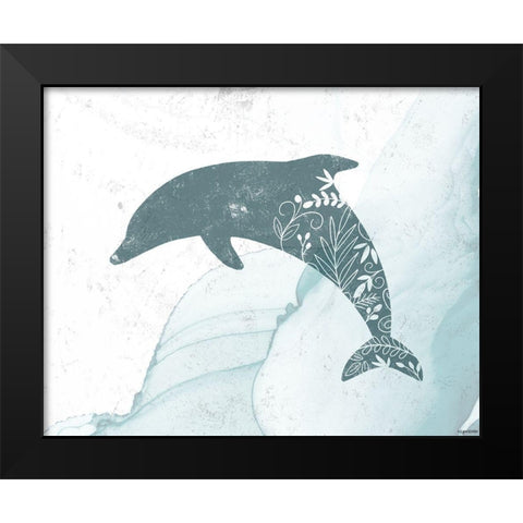 Dolphin Black Modern Wood Framed Art Print by Brown, Kyra