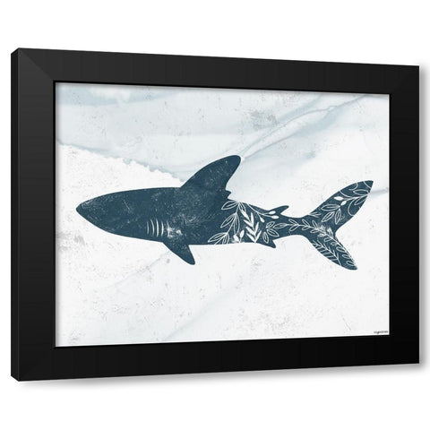 Shark Black Modern Wood Framed Art Print by Brown, Kyra