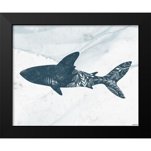 Shark Black Modern Wood Framed Art Print by Brown, Kyra