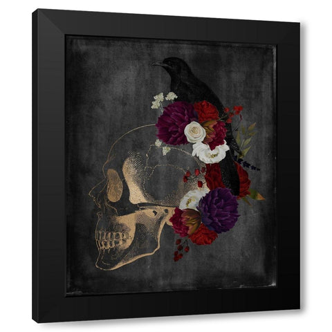 Skull Raven Black Modern Wood Framed Art Print with Double Matting by Brown, Kyra