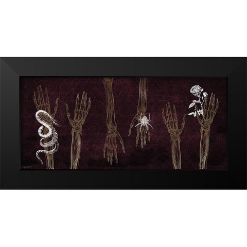 Skeleton Hands Black Modern Wood Framed Art Print by Brown, Kyra