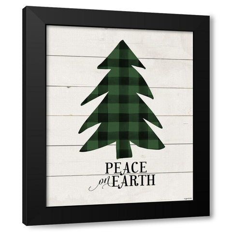 Peace on Earth Tree Black Modern Wood Framed Art Print with Double Matting by Brown, Kyra