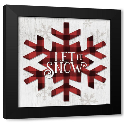 Let It Snow Flake Black Modern Wood Framed Art Print by Brown, Kyra