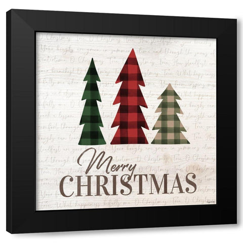 Merry Christmas Trees Black Modern Wood Framed Art Print by Brown, Kyra