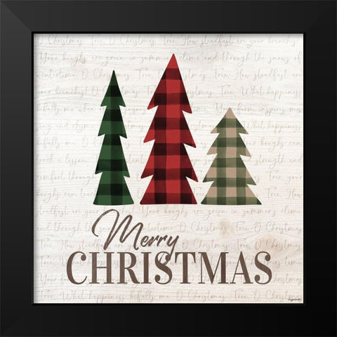 Merry Christmas Trees Black Modern Wood Framed Art Print by Brown, Kyra