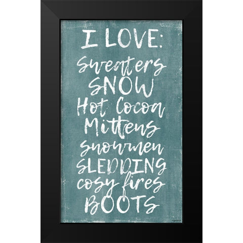 Winter Loves Black Modern Wood Framed Art Print by Brown, Kyra