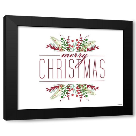 Merry Christmas Black Modern Wood Framed Art Print with Double Matting by Brown, Kyra