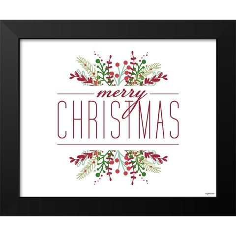 Merry Christmas Black Modern Wood Framed Art Print by Brown, Kyra