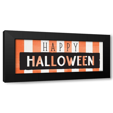 Happy Halloween Stripes Black Modern Wood Framed Art Print with Double Matting by Brown, Kyra