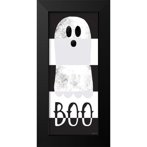 Boo Ghost Black Modern Wood Framed Art Print by Brown, Kyra