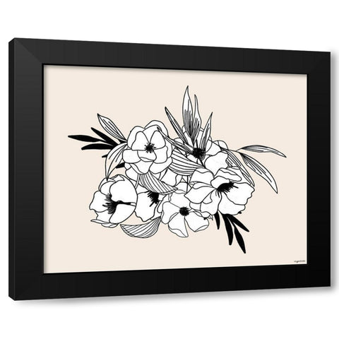 BW Flowers Black Modern Wood Framed Art Print by Brown, Kyra
